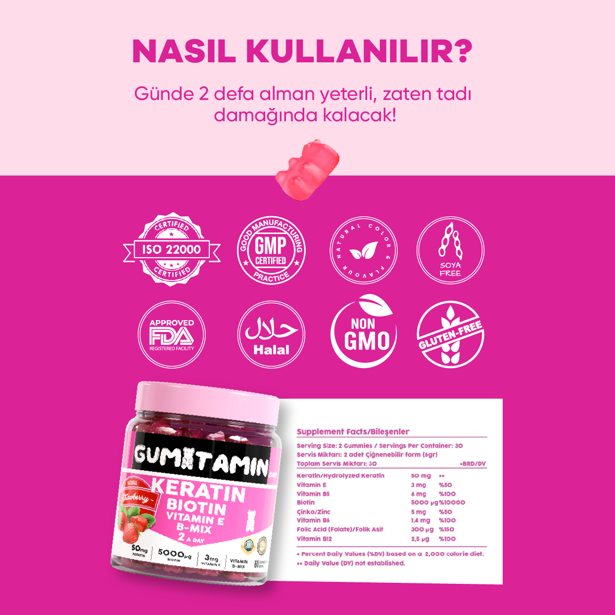 Gumitamin Keratin Saç ve Tırnak Vitamini