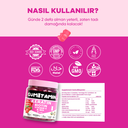 Gumitamin Keratin Saç ve Tırnak Vitamini