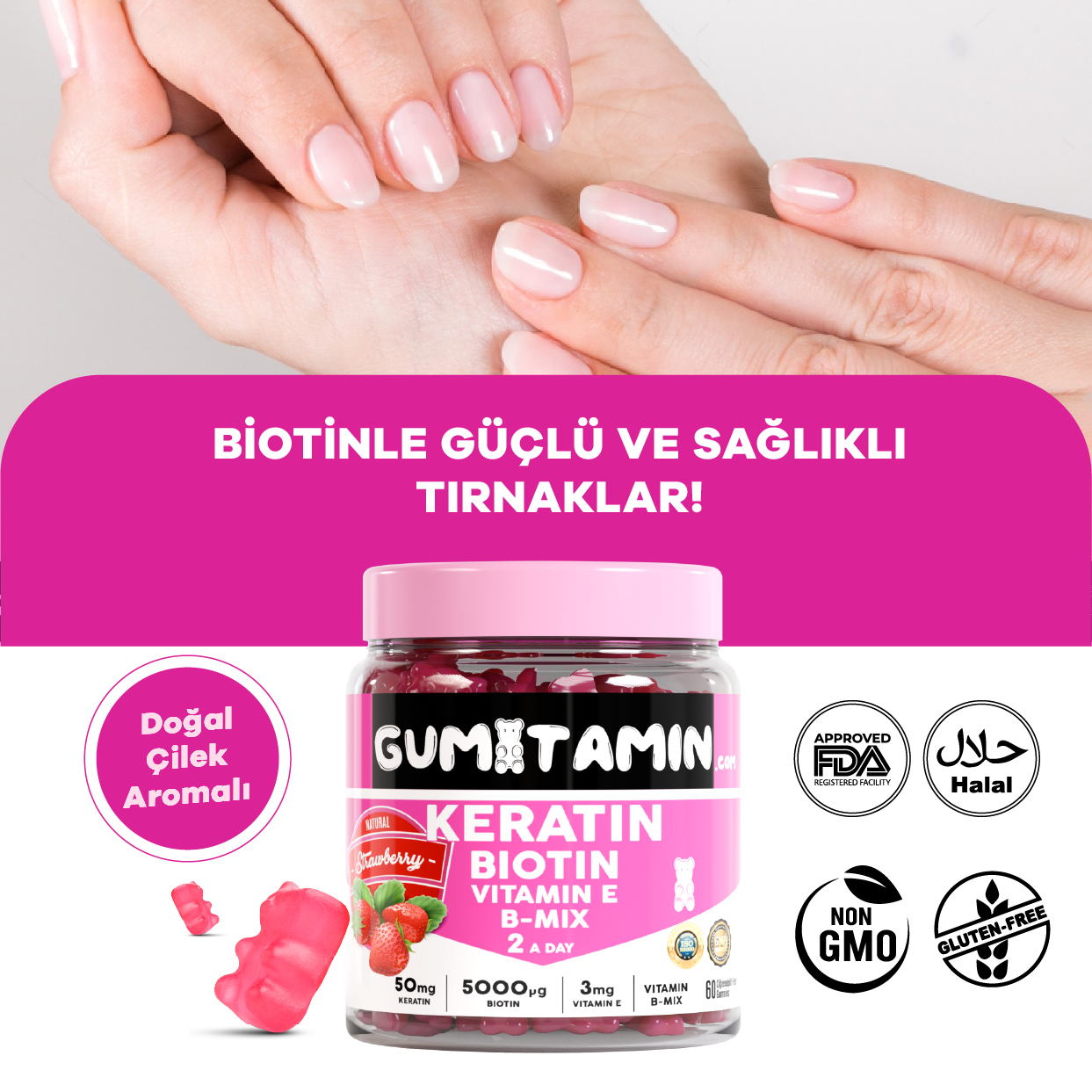 Gumitamin Keratin Saç ve Tırnak Vitamini
