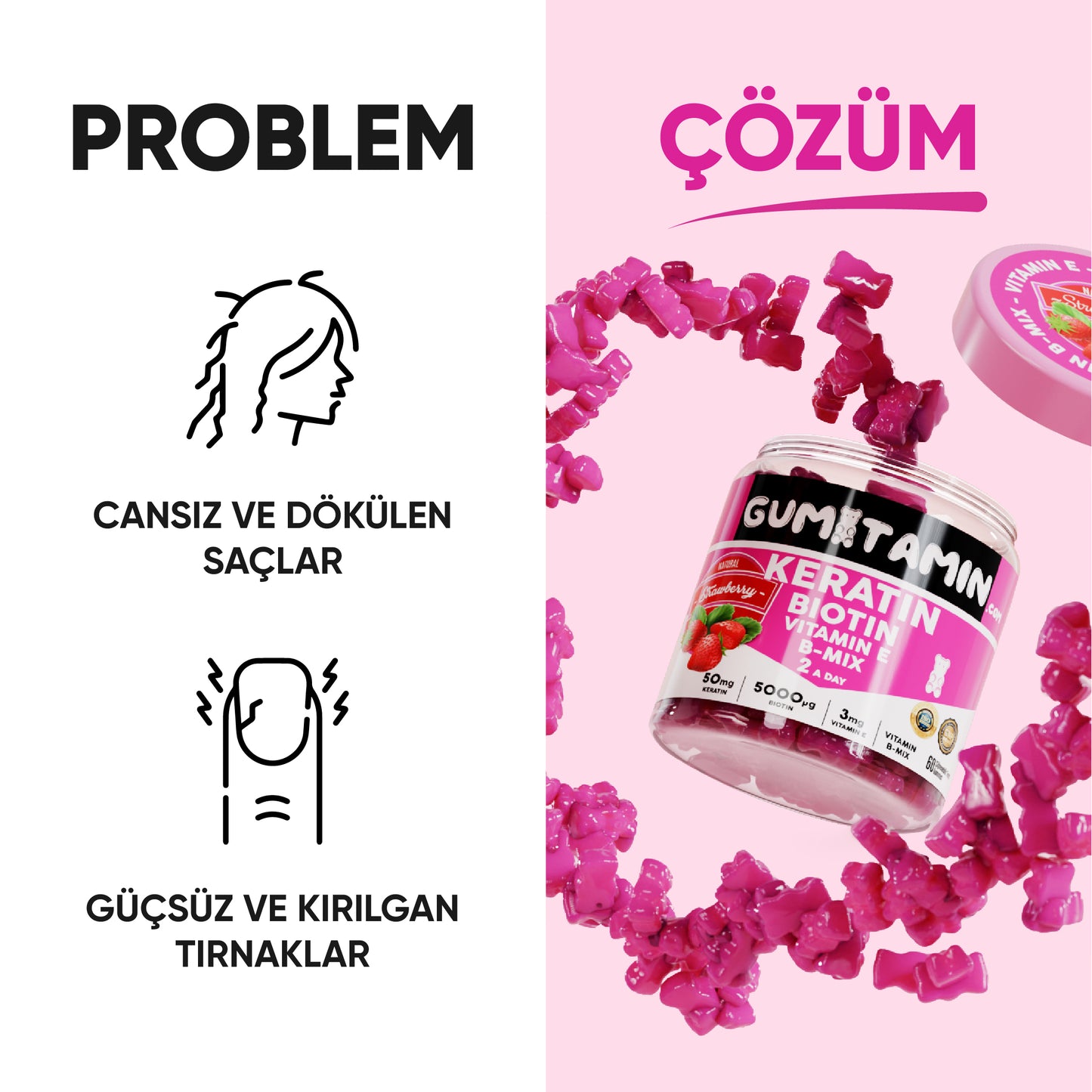 Gumitamin Keratin Saç ve Tırnak Vitamini